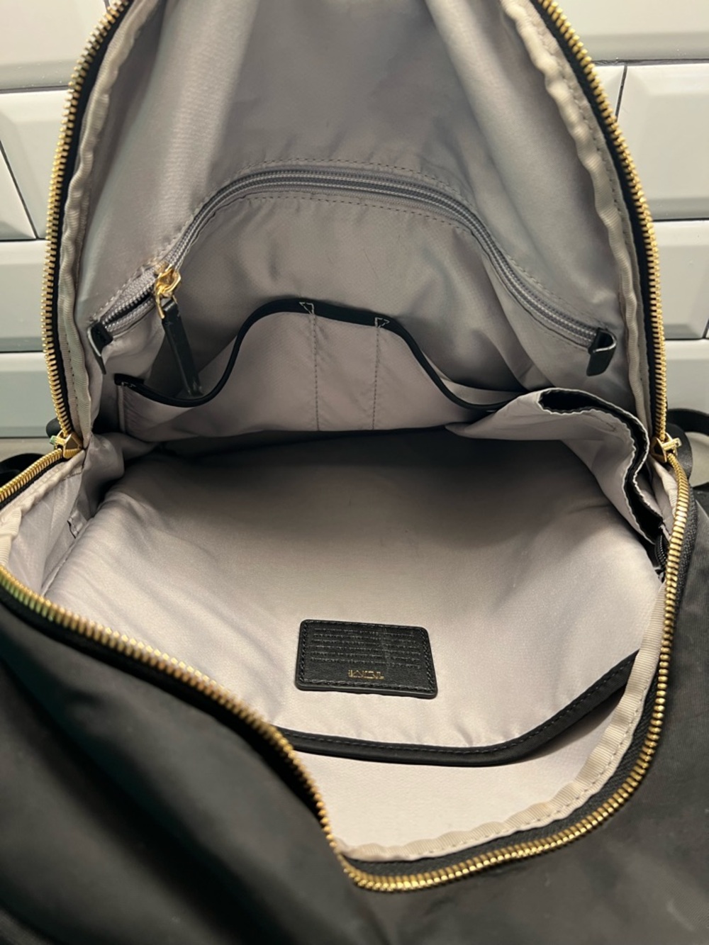 Tumi Black Backpack with Gold Hardware - Picture 3 of 8